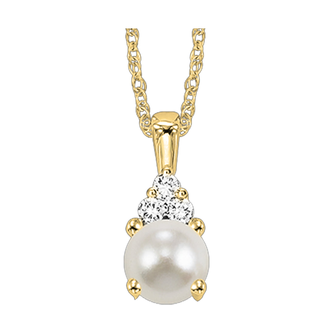 10Kt Yellow Gold Diamond 1/50Ctw & Pearl 3/4Ctw Pendant