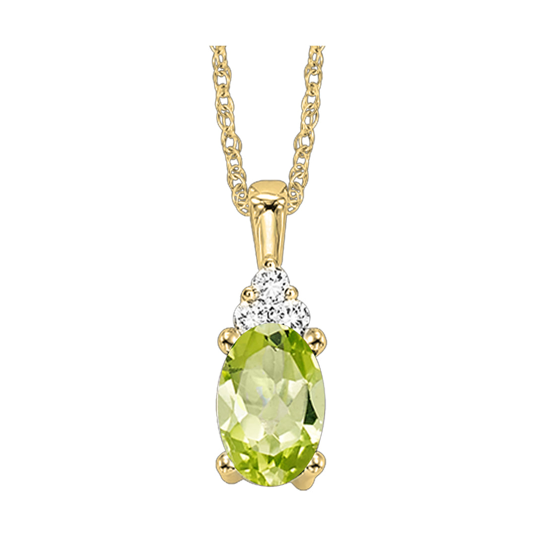 10Kt Yellow Gold Diamond 1/50Ctw & Peridot 1/2Ctw Pendant