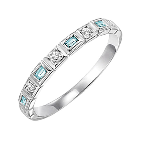 14Kt White Gold Diamond 1/10Ctw & Blue Topaz 1/6Ctw Ring