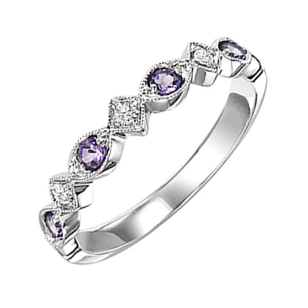 14Kt White Gold Amethyst 1/5Ctw Ring