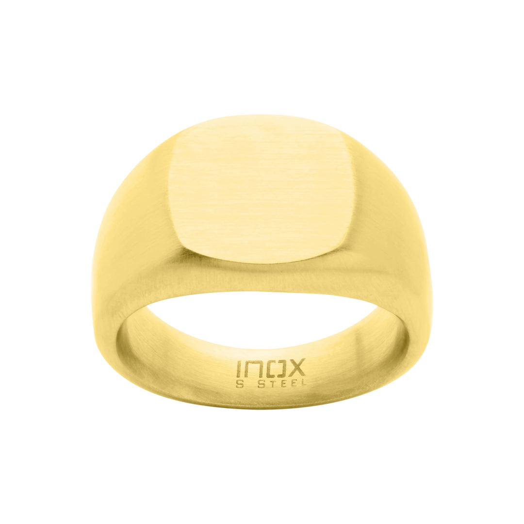 18Kt Gold IP Steel Signet Ring