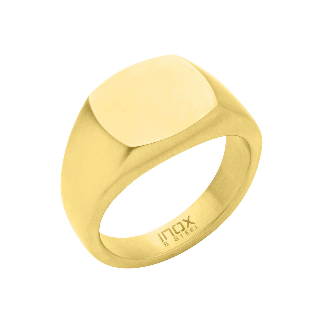 18Kt Gold IP Steel Signet Pinky Finger Ring