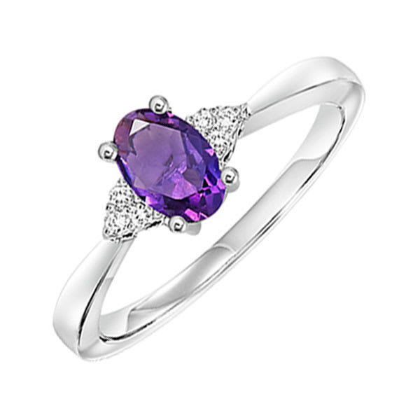 10Kt White Gold Diamond 1/20Ctw & Amethyst 3/8Ctw Ring