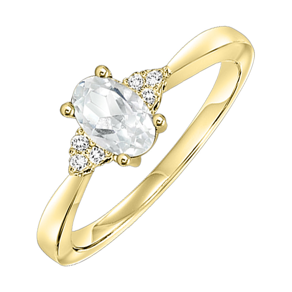 10Kt Yellow Gold Diamond 1/20Ctw & White Topaz 3/8Ctw Ring