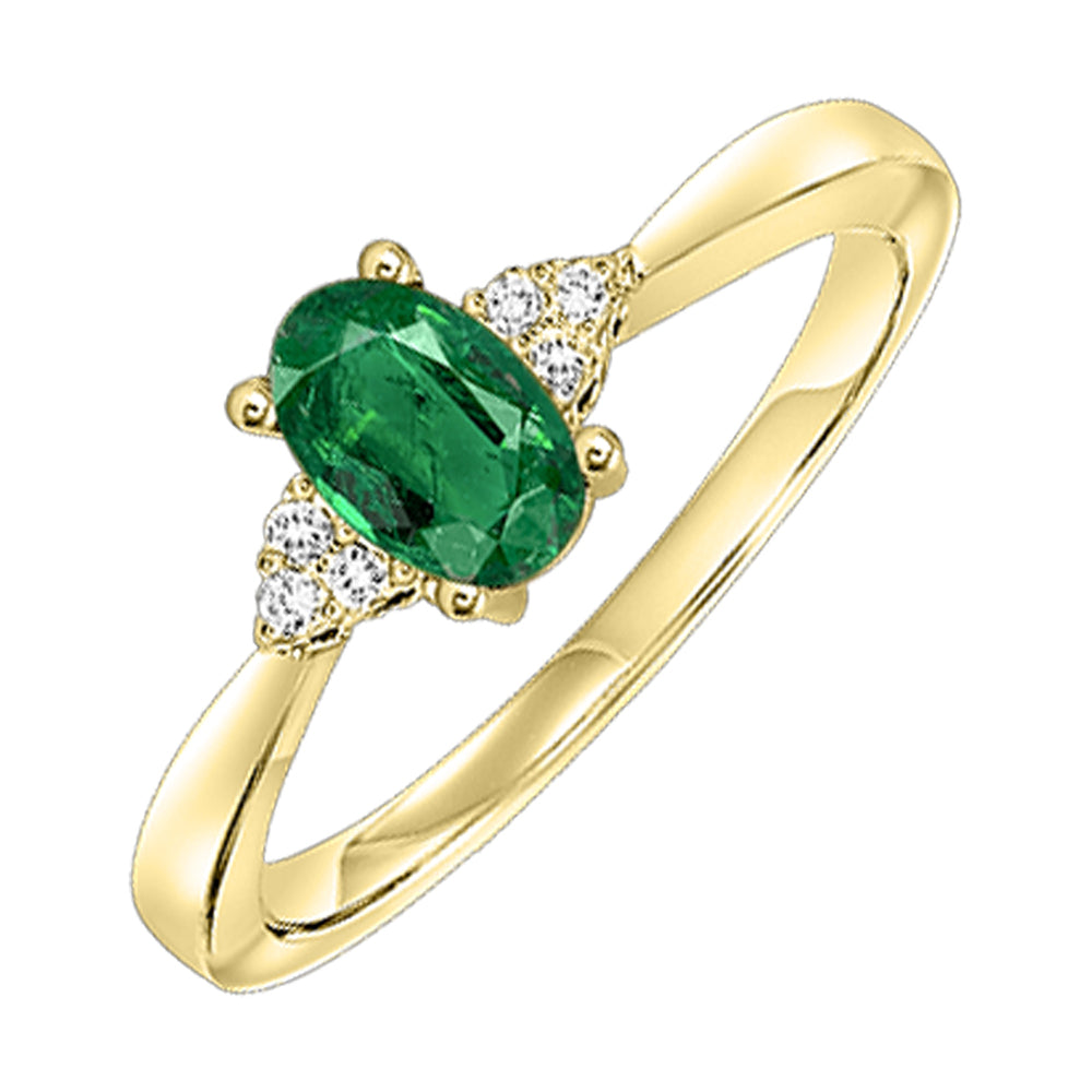 10Kt Yellow Gold Diamond 1/20Ctw & Emerald 1/2Ctw Ring