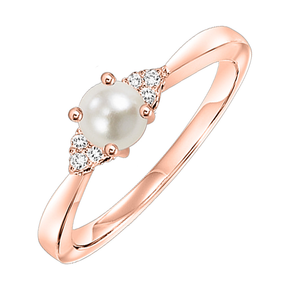 10Kt Rose Gold Diamond 1/20Ctw & Pearl 7/8Ctw Ring