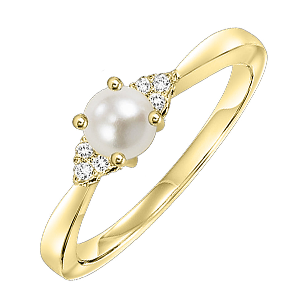 10Kt Yellow Gold Diamond 1/20Ctw & Pearl 7/8Ctw Ring