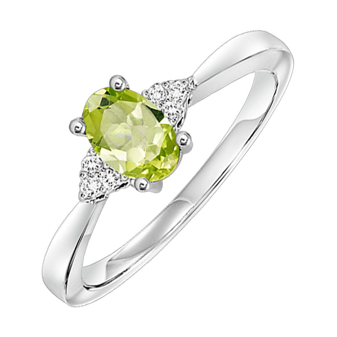 10Kt White Gold Diamond 1/20Ctw & Peridot 1/2Ctw Ring