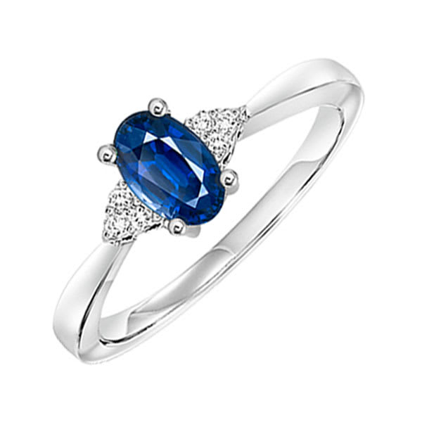 10Kt White Gold Diamond 1/20Ctw & Sapphire 1/2Ctw Ring