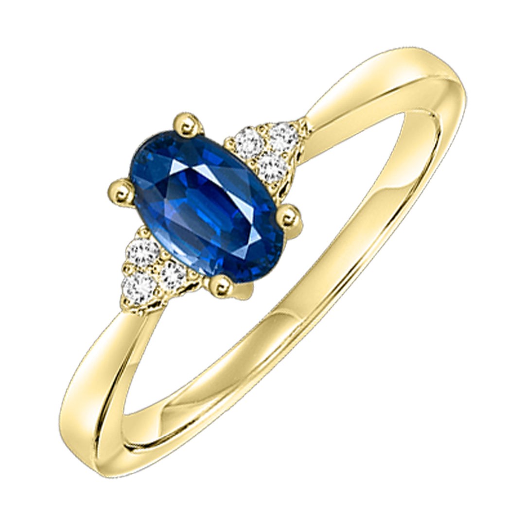 10Kt Yellow Gold Diamond 1/20Ctw & Sapphire 1/2Ctw Ring