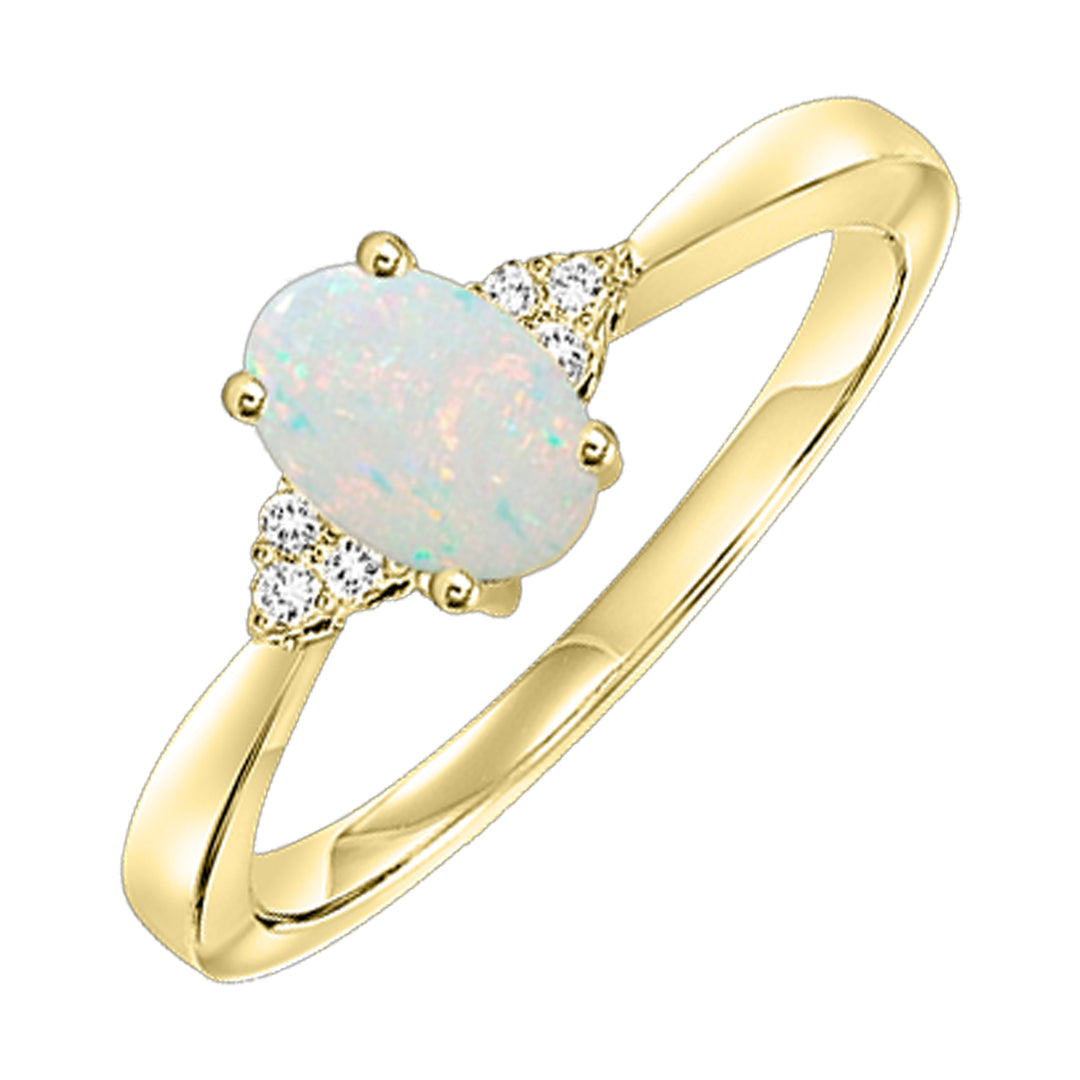 10Kt Yellow Gold Diamond 1/20Ctw & Opal 1/2Ctw Ring