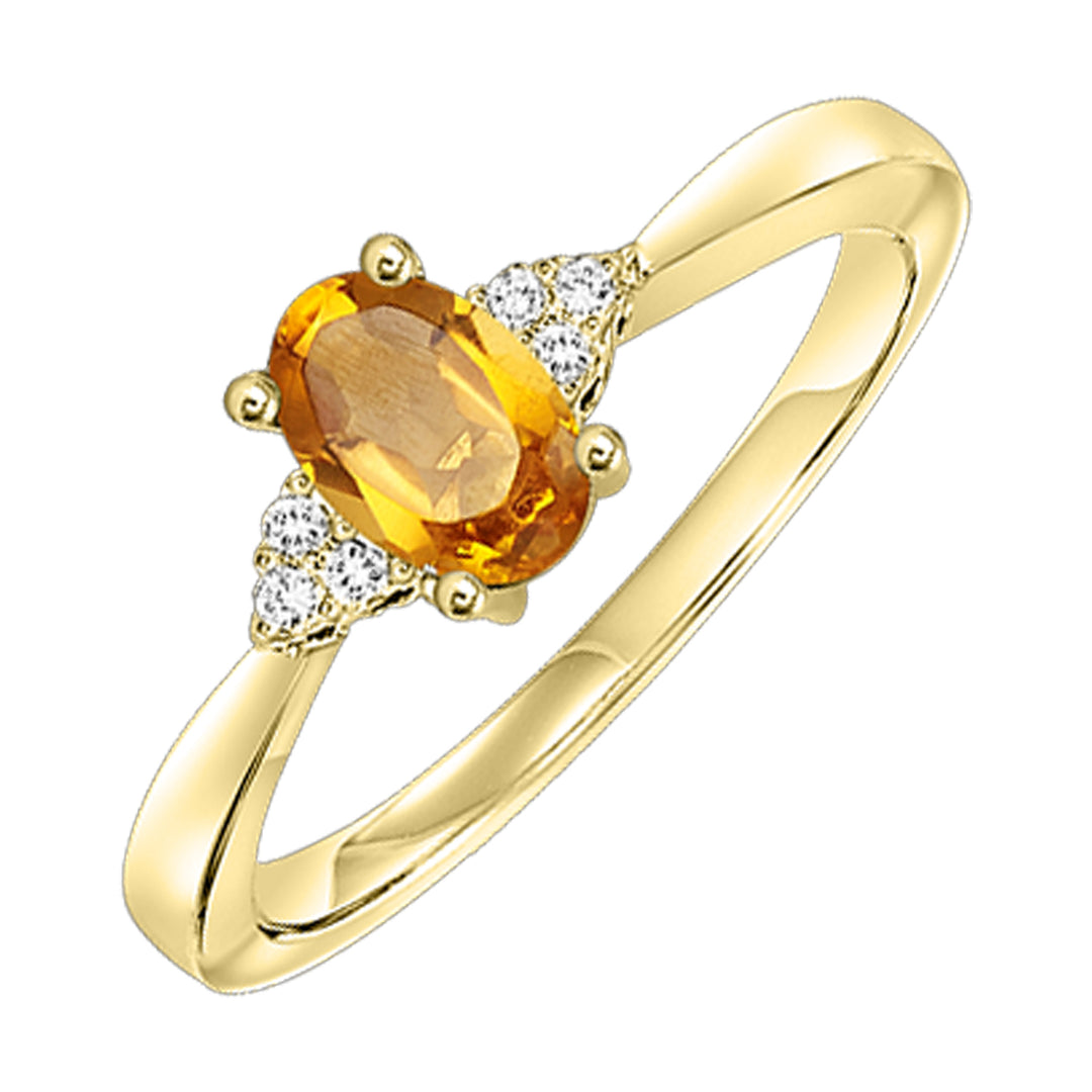 10Kt Yellow Gold Diamond 1/20Ctw & Citrine 1/2Ctw Ring