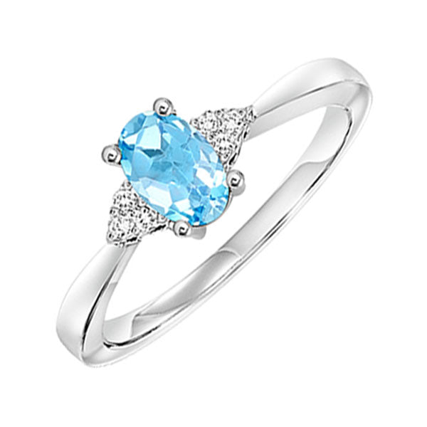 10Kt White Gold Diamond 1/20Ctw & Blue Topaz 1/2Ctw Ring