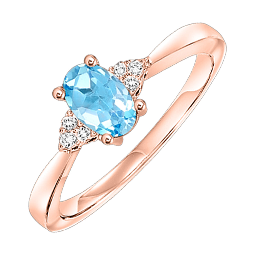 10Kt Rose Gold Diamond 1/20Ctw & Blue Topaz 1/2Ctw Ring