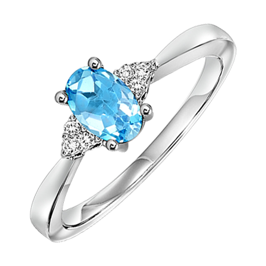 10Kt White Gold Diamond 1/20Ctw & Blue Topaz 1/2Ctw Ring