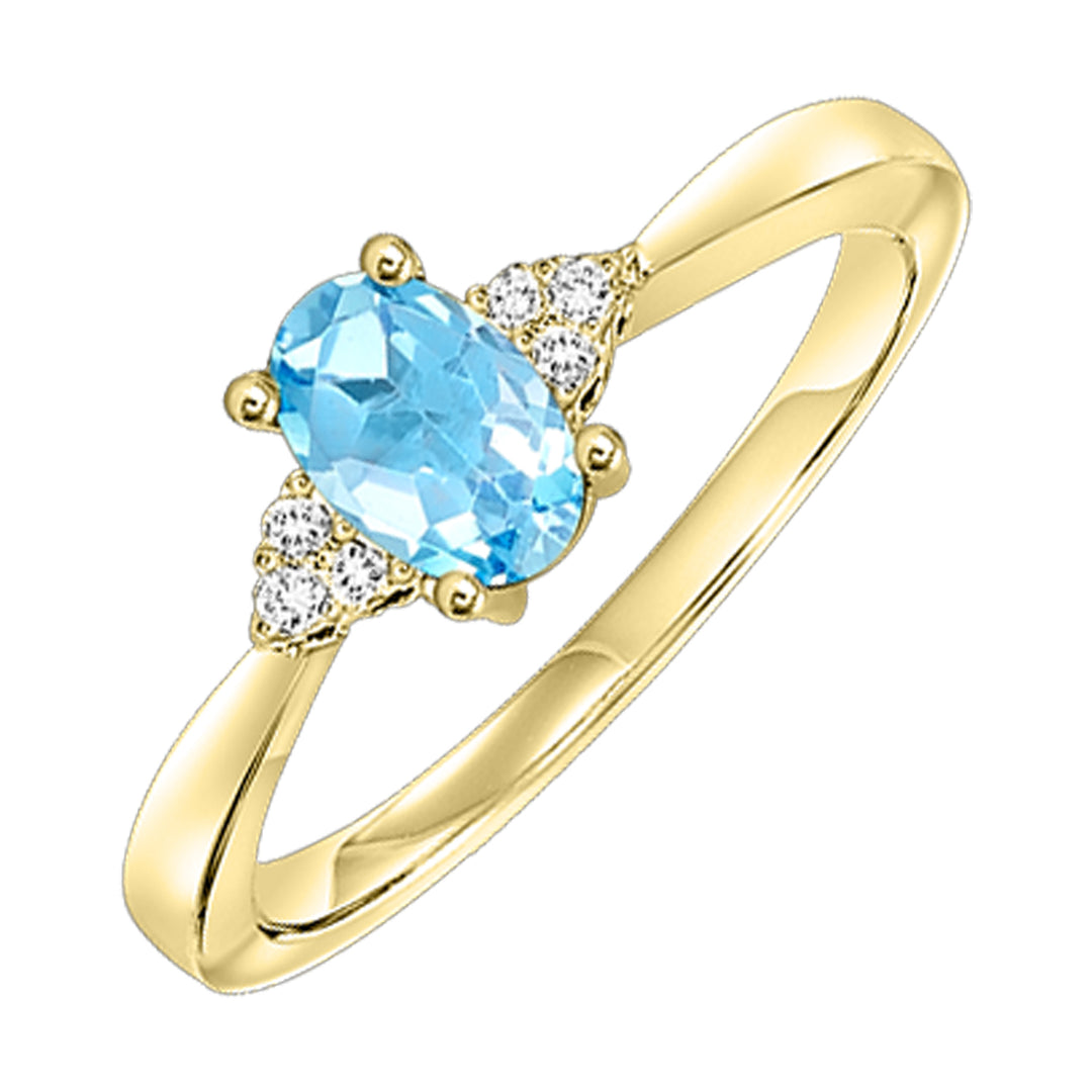 10Kt Yellow Gold Diamond 1/20Ctw & Blue Topaz 1/2Ctw Ring