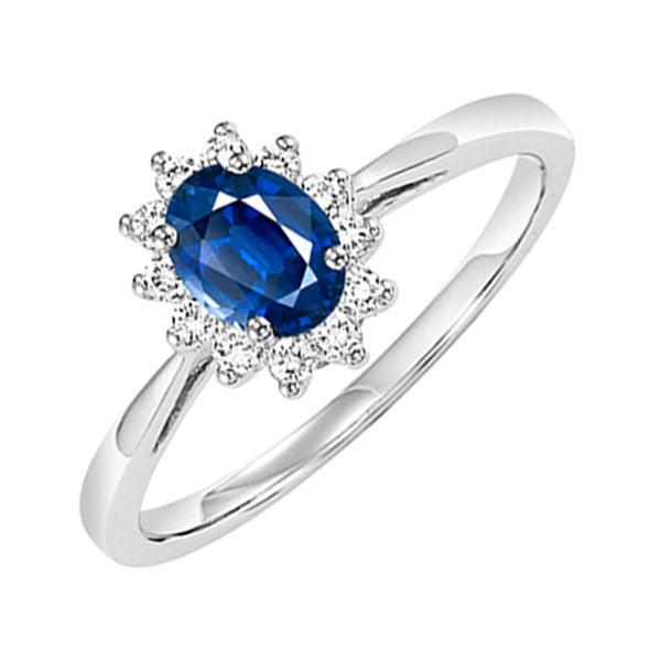 14Kt White Gold Diamond 1/5Ctw & Sapphire 1/2Ctw Ring