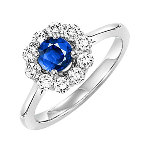 14Kt White Gold Diamond 1/2Ctw & Sapphire 1/2Ctw Ring