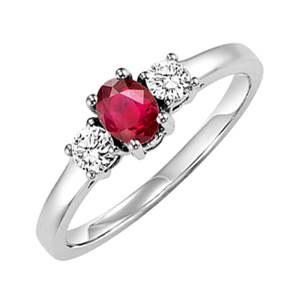 14Kt White Gold Diamond 1/4Ctw & Ruby 1/2Ctw Ring