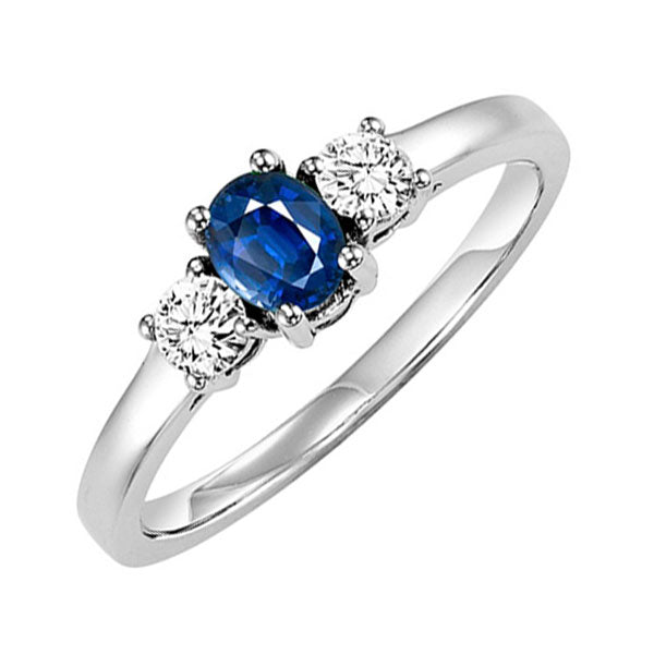 14Kt White Gold Diamond 1/4Ctw & Sapphire 1/2Ctw Ring