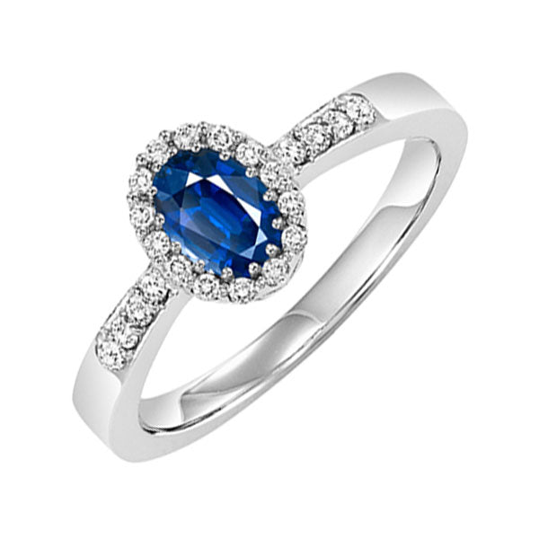 14Kt White Gold Diamond 1/8Ctw & Sapphire 1/2Ctw Ring