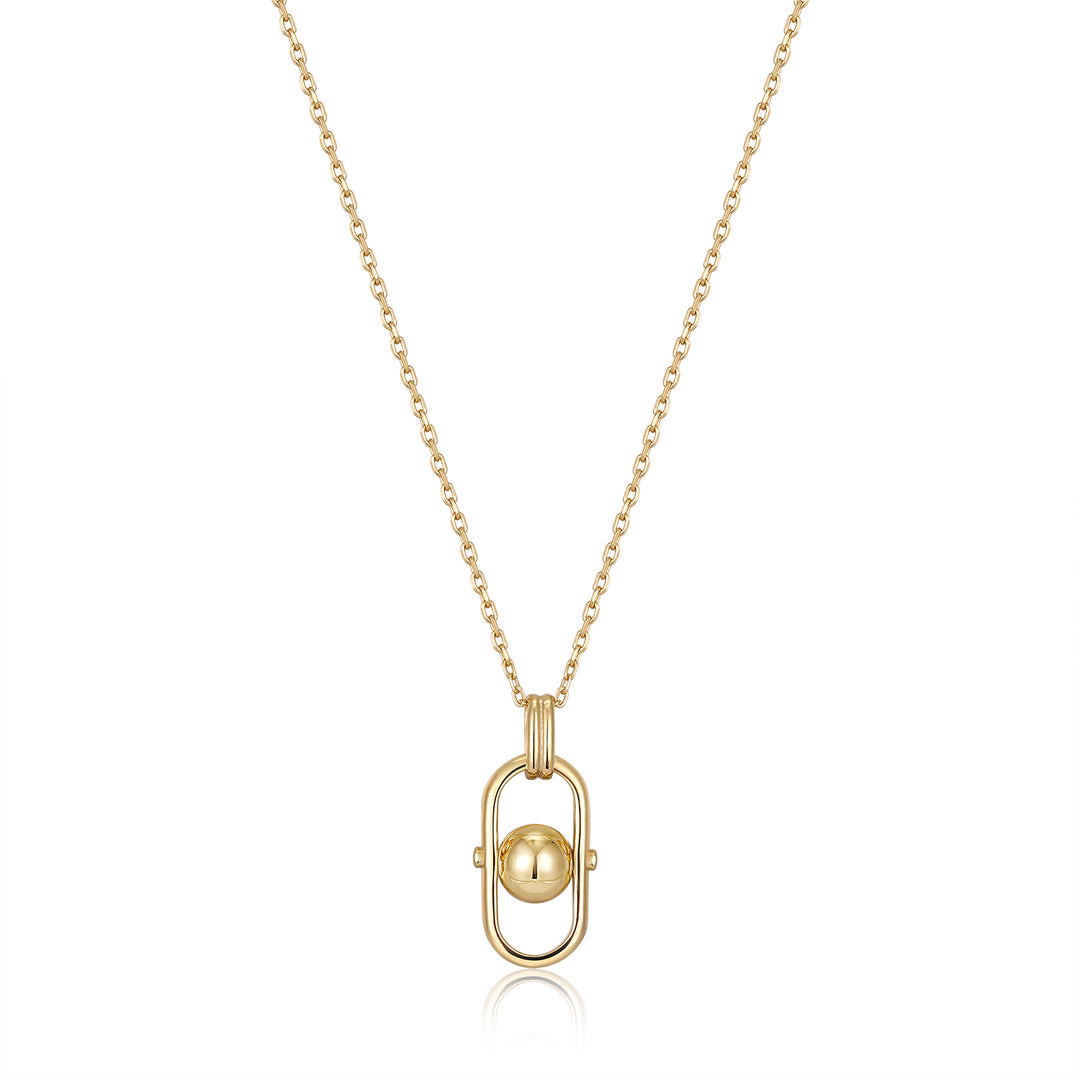 Gold Orb Link Drop Pendant Necklace