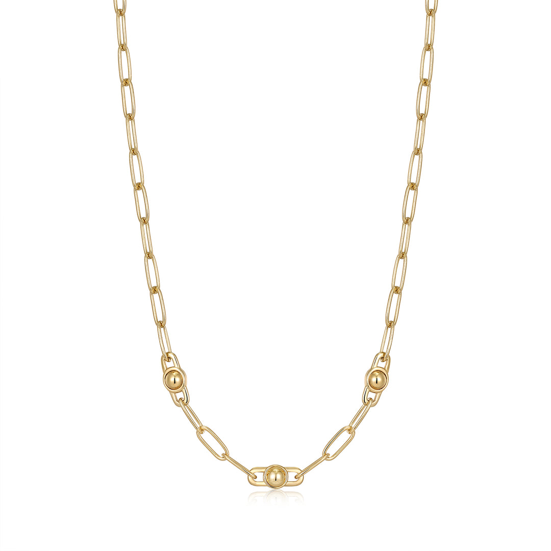 Gold Orb Link Chunky Chain Necklace