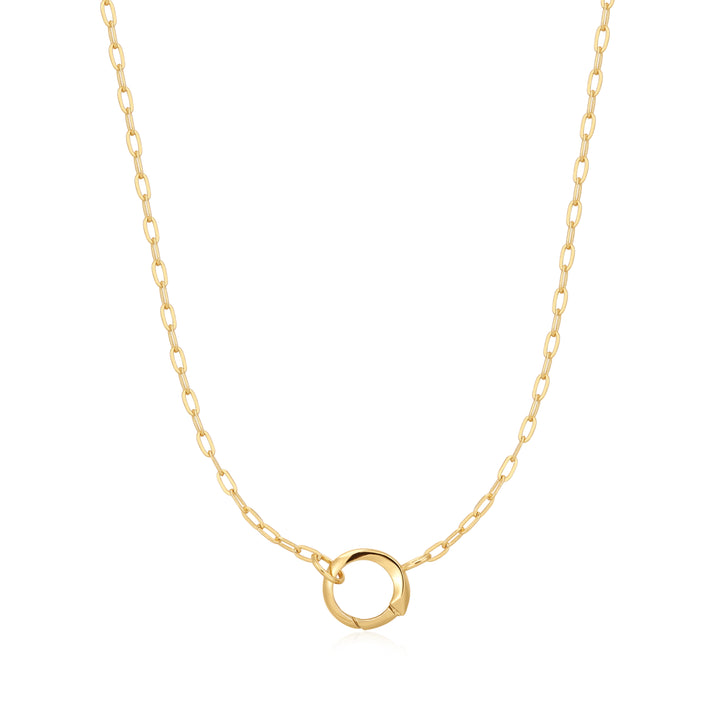 Gold Mini Link Charm Chain Connector Necklace