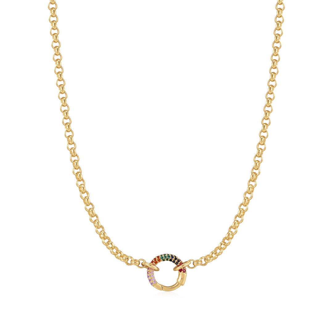 Gold Chain Rainbow Connector Necklace