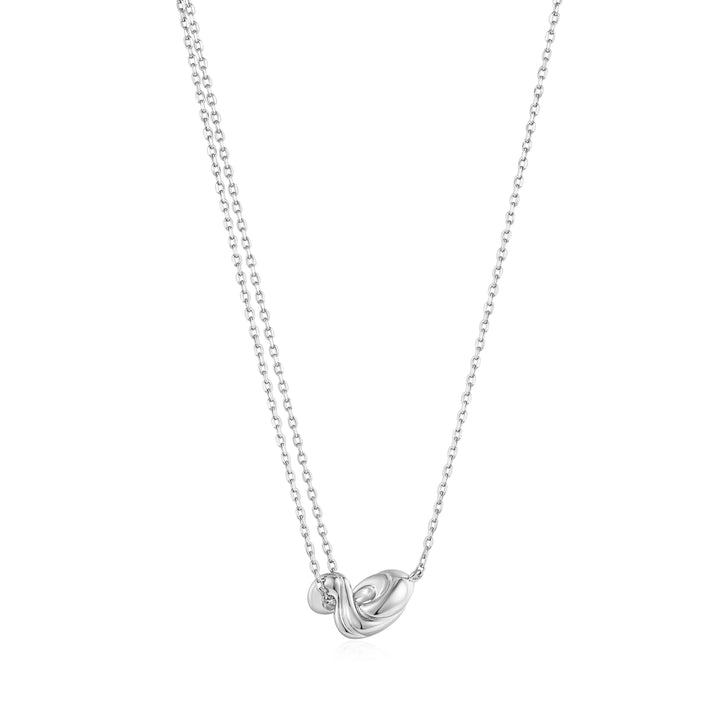 Silver Twisted Wave Mini Pendant Necklace