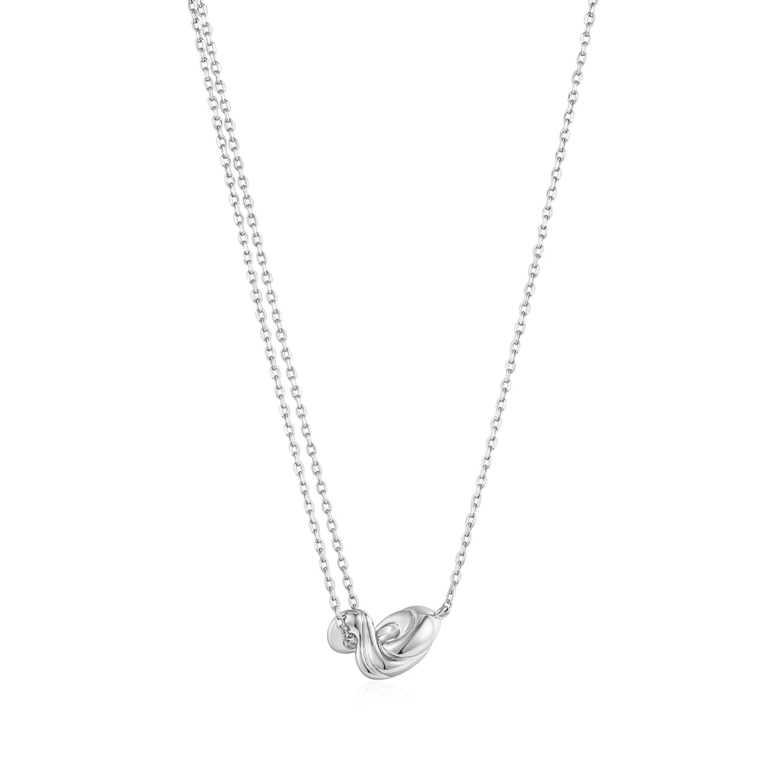 Silver Twisted Wave Mini Pendant Necklace