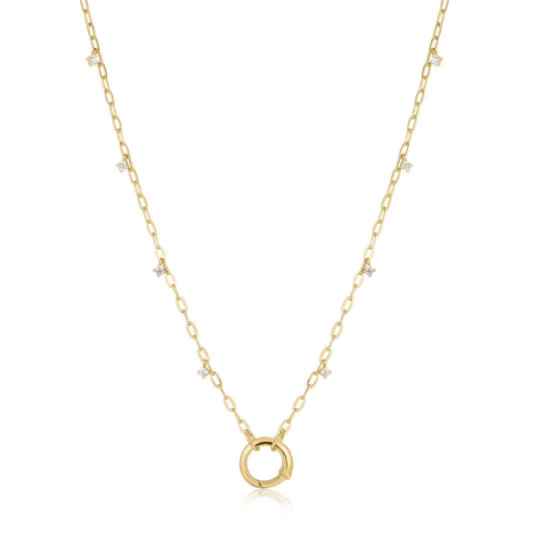 Gold Shimmer Chain Charm Connector Necklace