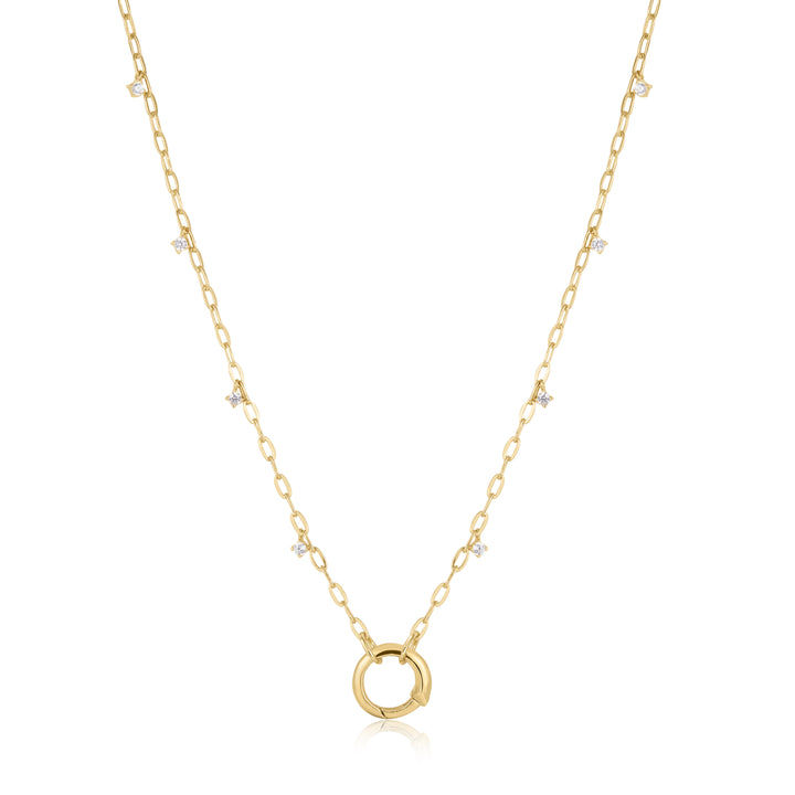 Gold Shimmer Chain Charm Connector Necklace