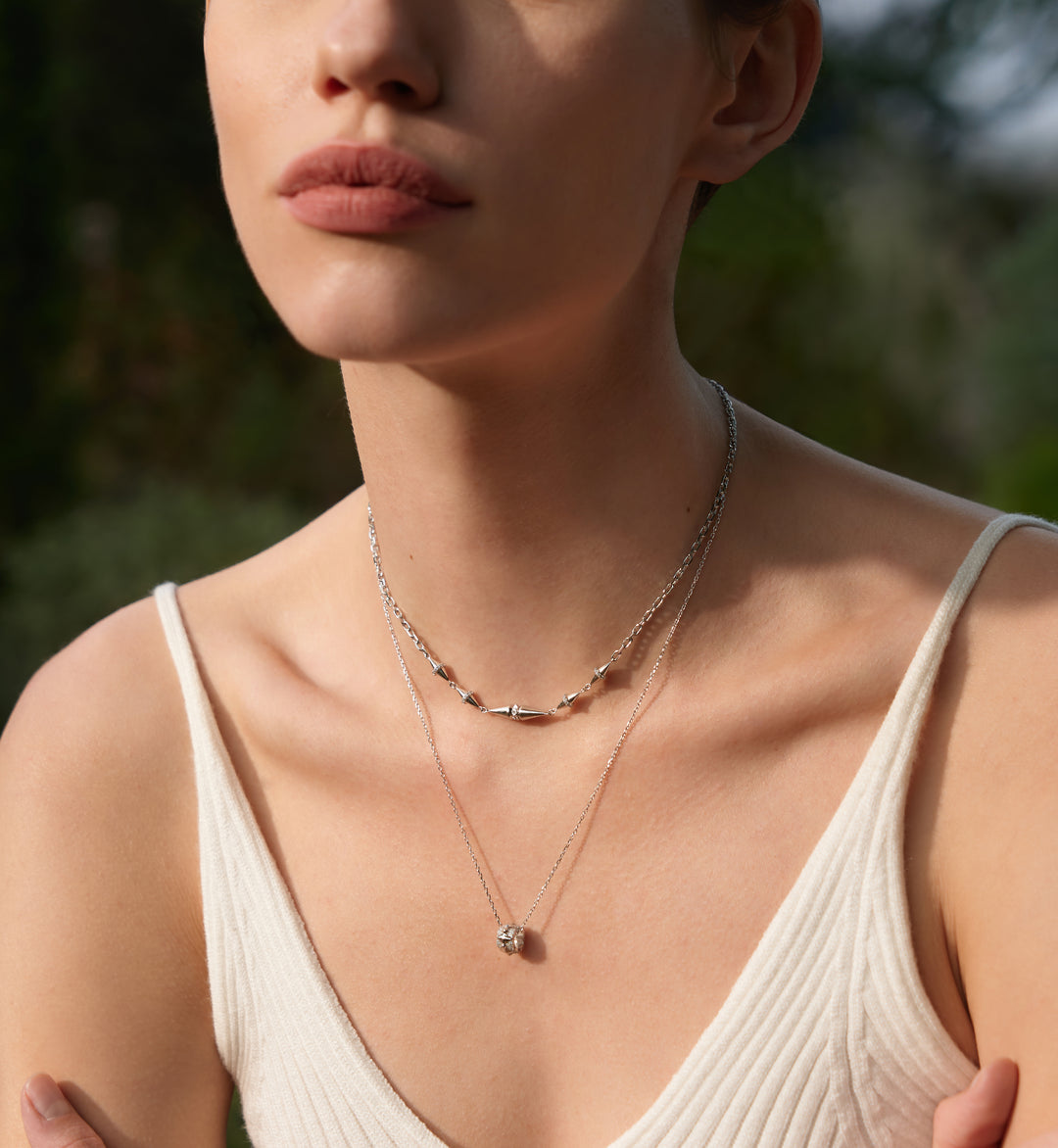 Silver Geometric Chain Necklace