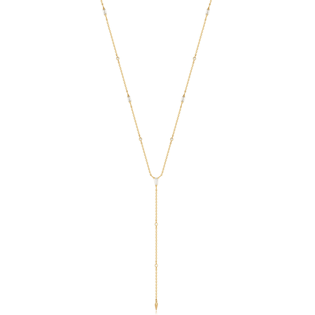 Gold Sparkle Point Y Necklace