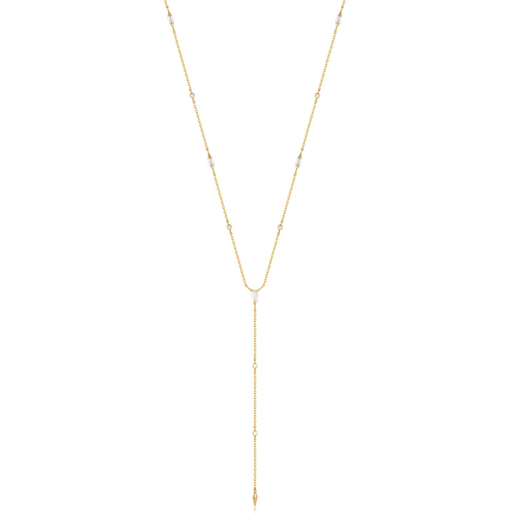 Gold Sparkle Point Y Necklace