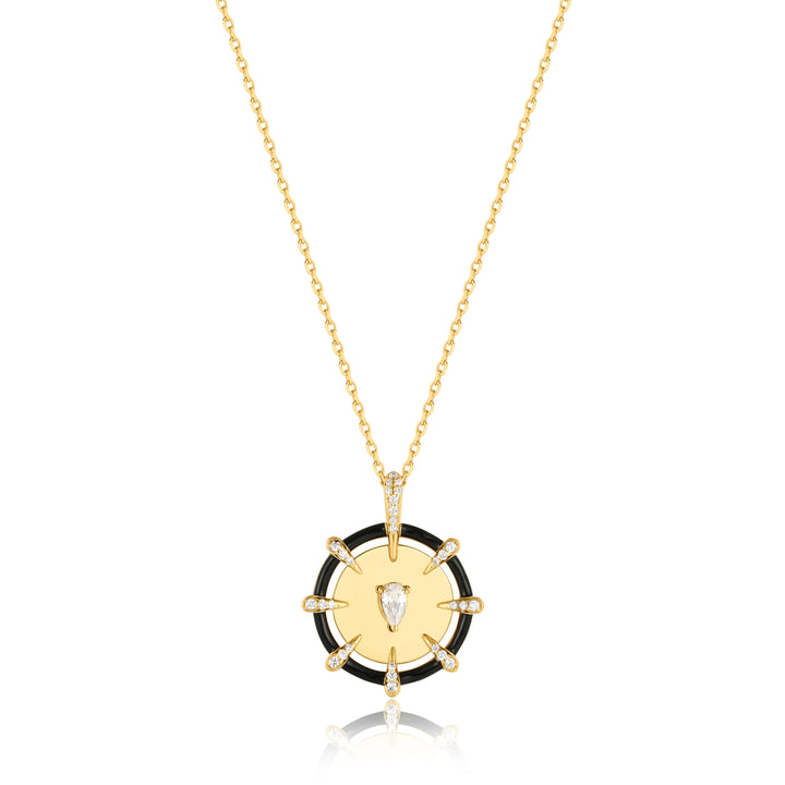 Gold Sparkle Point Medallion Necklace