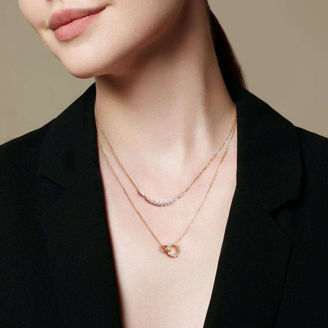 Gold Arc Pavé Necklace