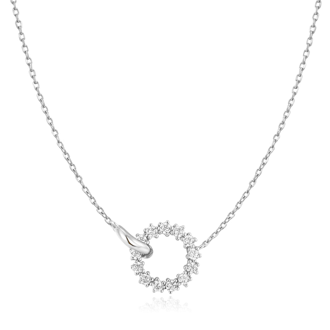 Silver Interlinked Circles Pavé Necklace