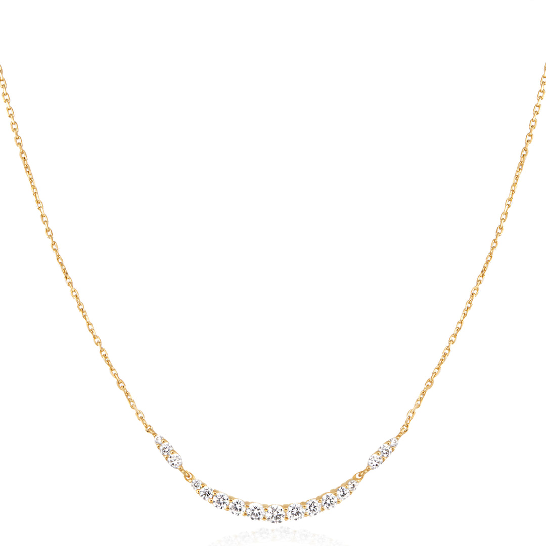 Gold Arc Pavé Necklace