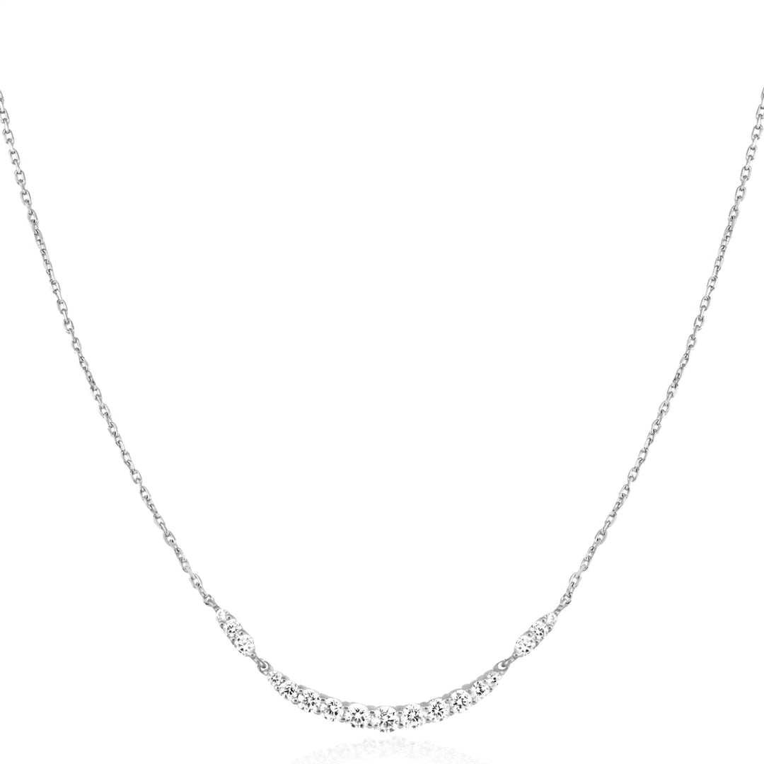 Silver Arc Pavé Necklace