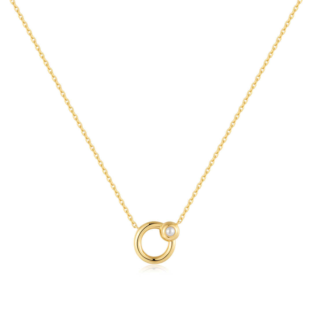 Gold Hoop Freshwater Pearl Necklace