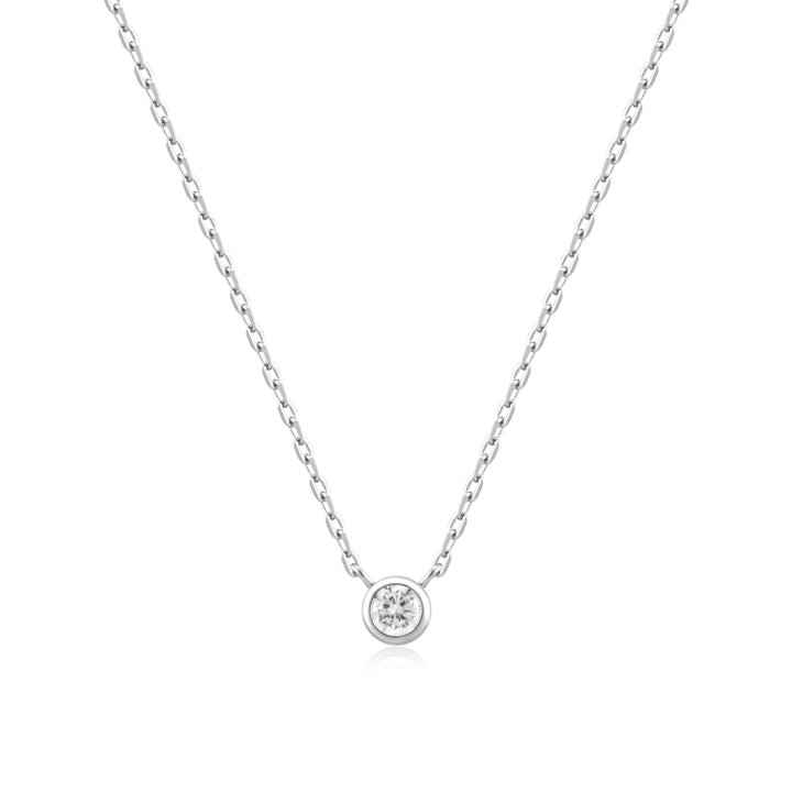 Silver Round Solitaire Cubic Zirconia Necklace