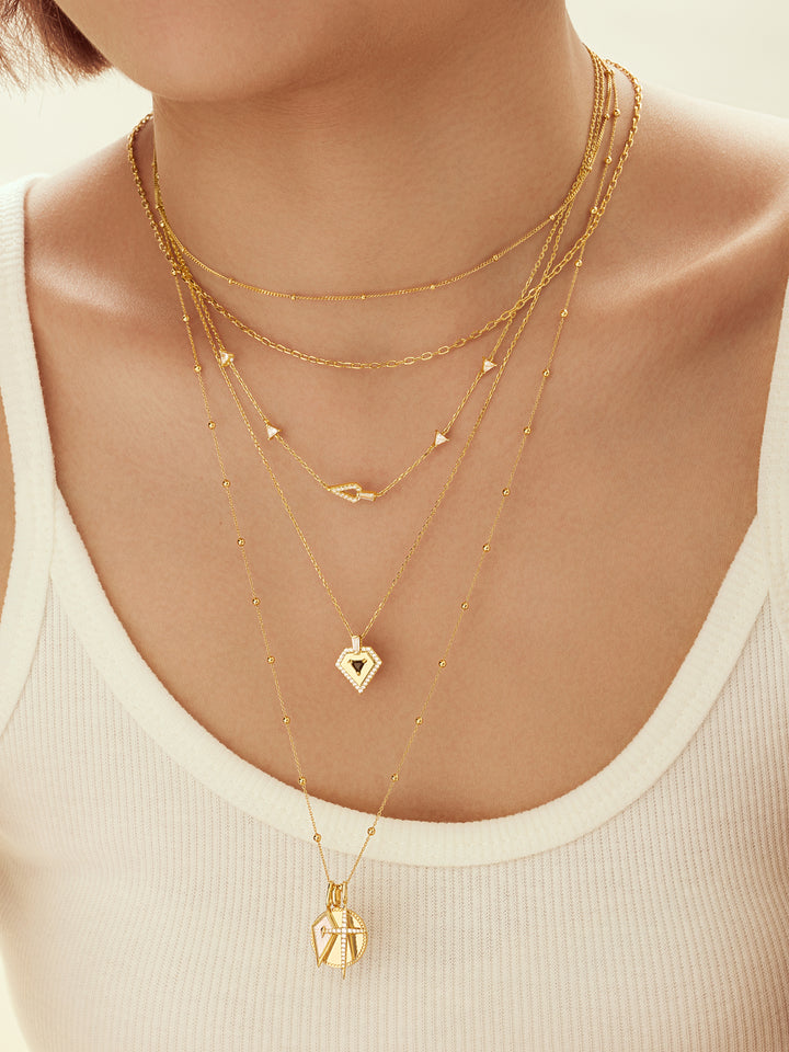 Gold Rectangle Link Chain Necklace