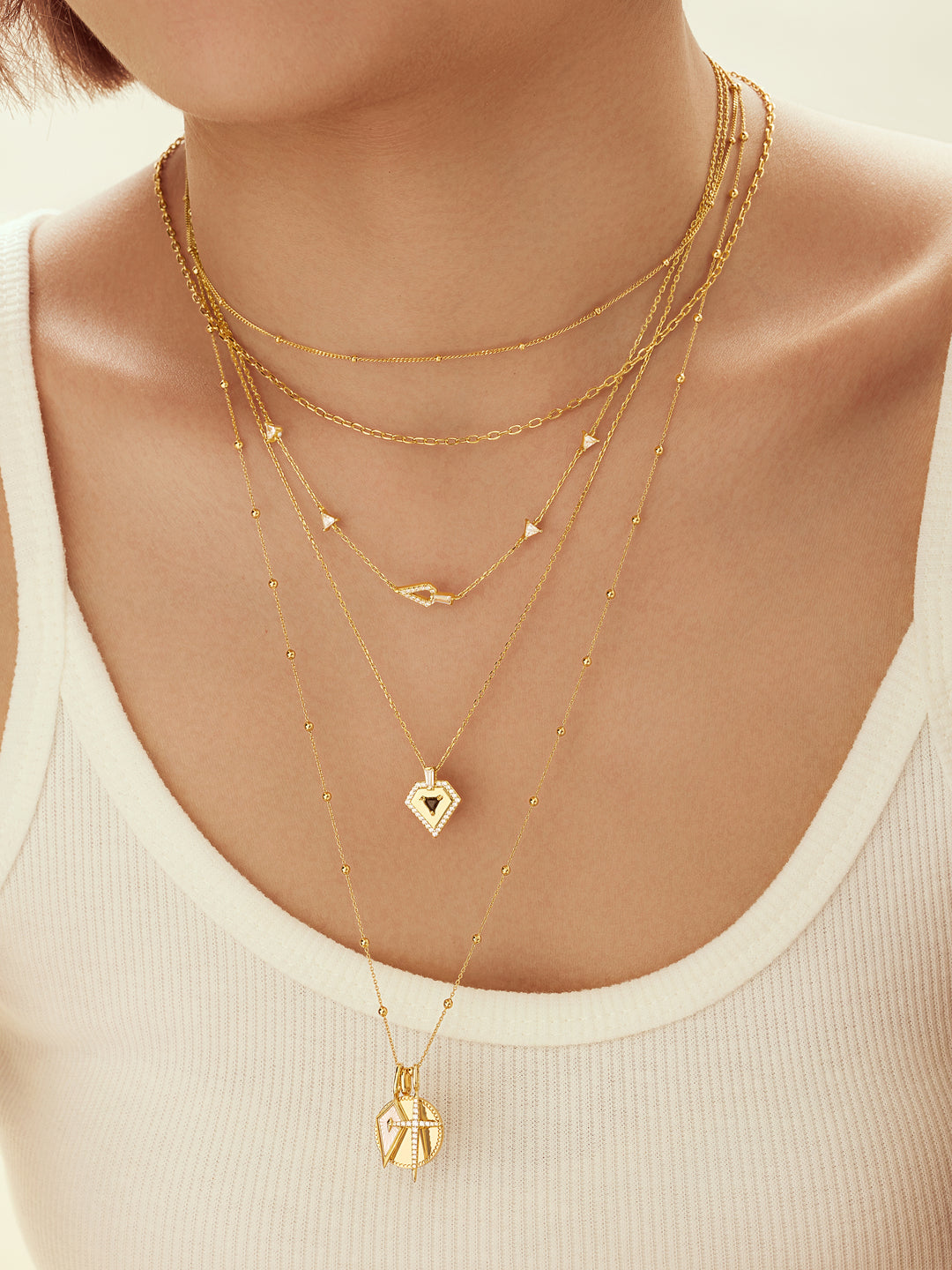 Gold Beaded Chain Necklace