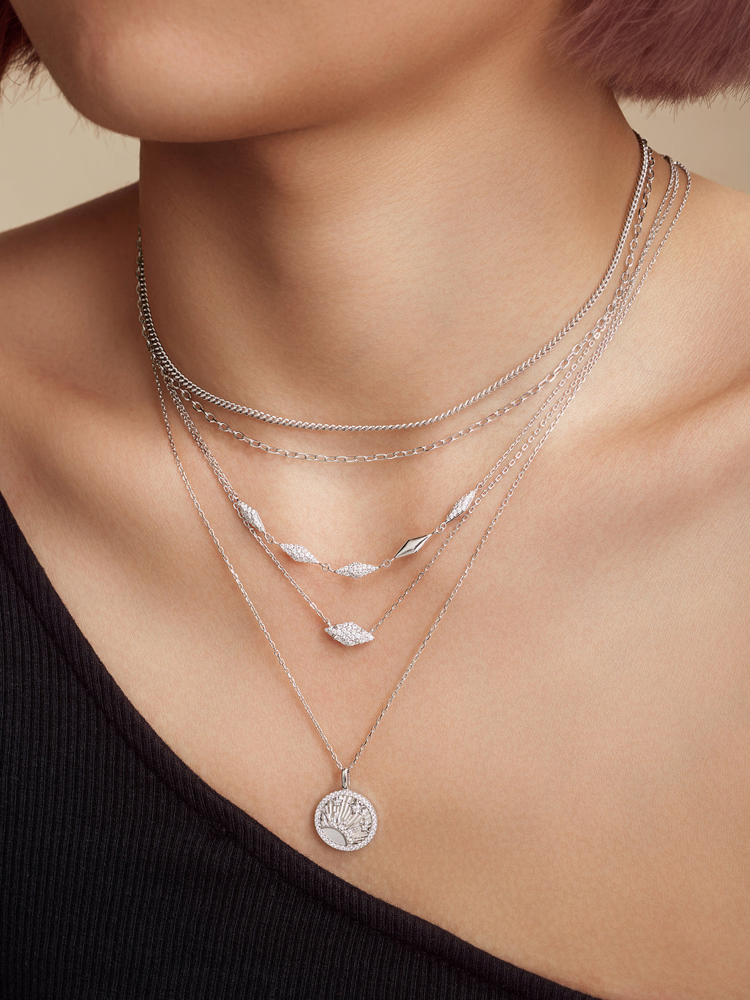 Silver Rectangle Link Chain Necklace