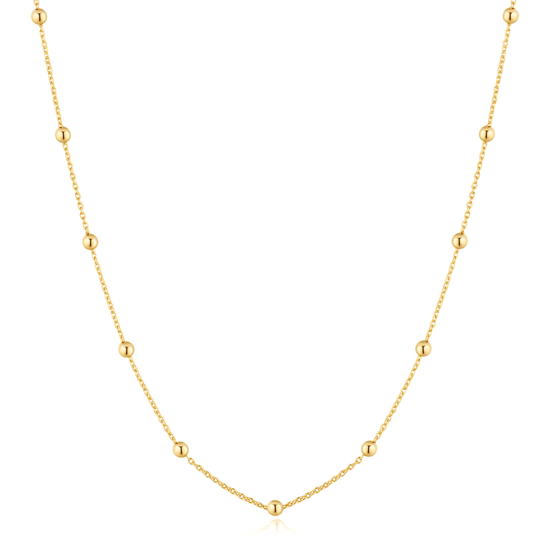 Gold Beaded Chain Necklace