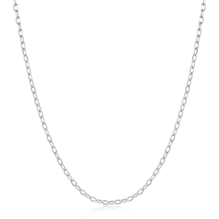 Silver Rectangle Link Chain Necklace