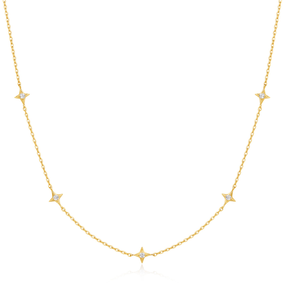 Gold Stars Station Necklace