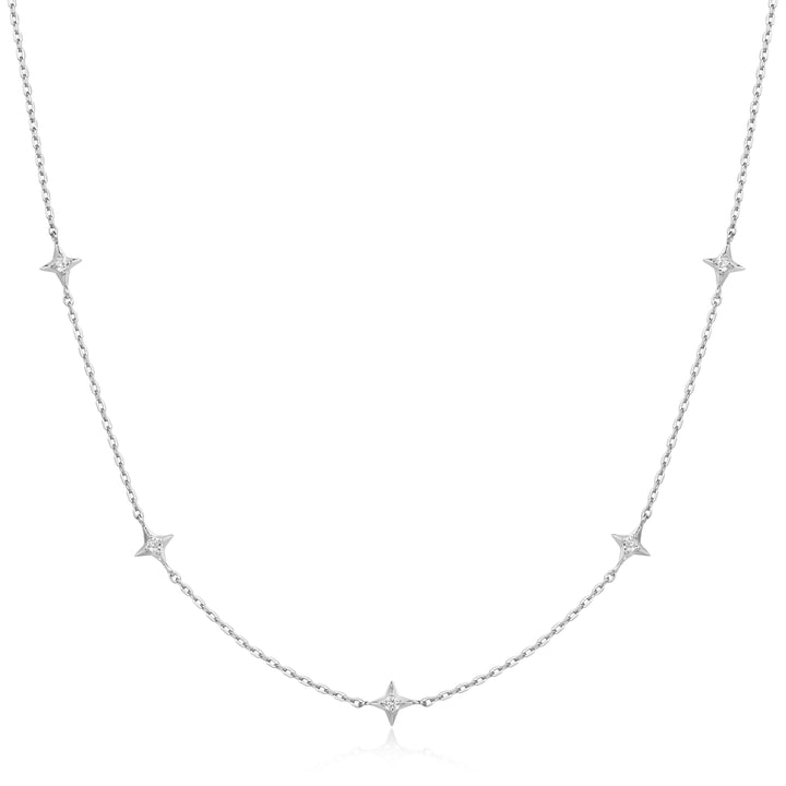 Silver Stars Station Necklace